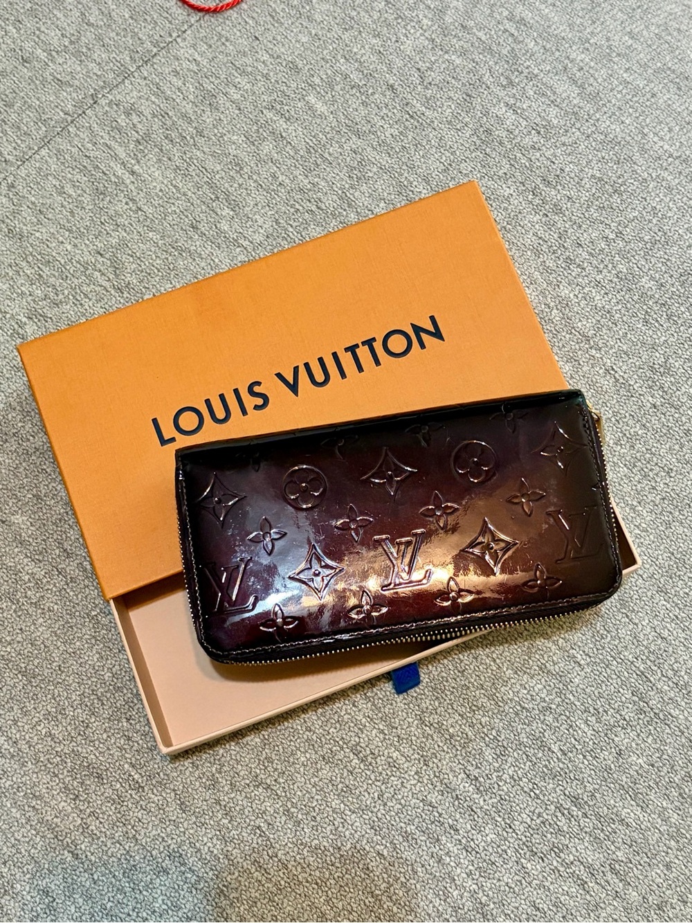 Louis Vuitton Vernis Zip Around Wallet in Deep Bordeaux